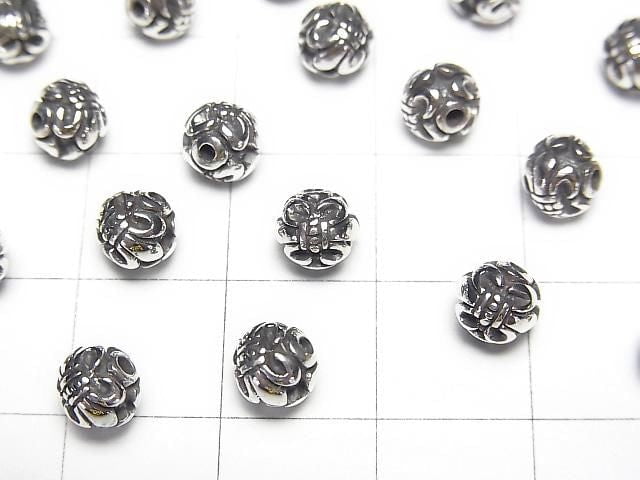Silver925 with design, Round 6mm, 1pc