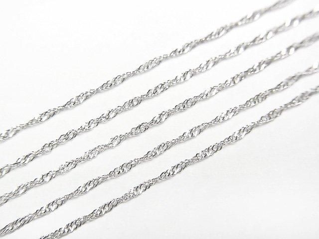 [Video][K10 White Gold] Designer Chain Necklace, 1mm, 1 Bead (approx. 16 inches/40 cm)