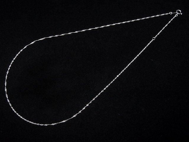[Video][K10 White Gold] Designer Chain Necklace, 1mm, 1 Bead (approx. 16 inches/40 cm)