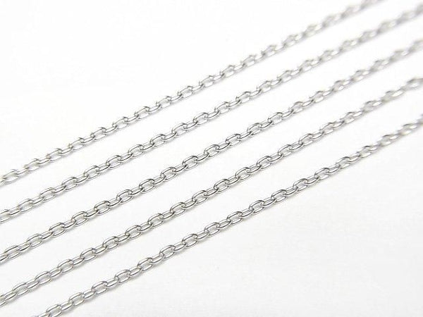 [Video][K10 White Gold] Cable Chain 0.85mm Necklace with 1 Bead (approx. 16 inches/40 cm)