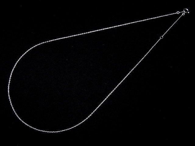 [Video][K10 White Gold] Cable Chain 0.85mm Necklace with 1 Bead (approx. 16 inches/40 cm)