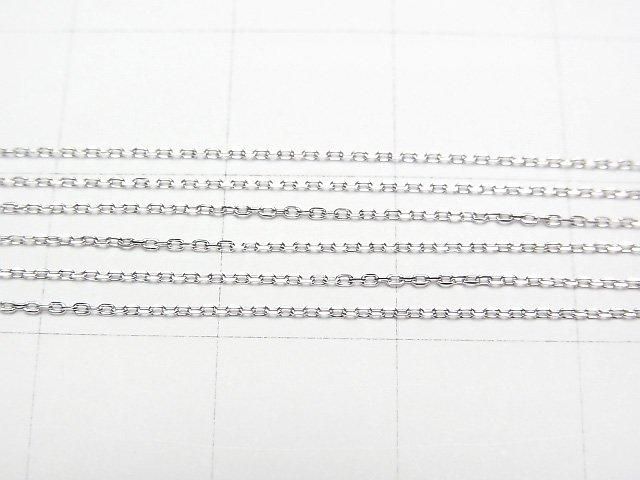 [Video] [K10 White Gold] Cut Cable Chain 0.7mm Necklace with 1 Bead (approx. 16 inches/40 cm)