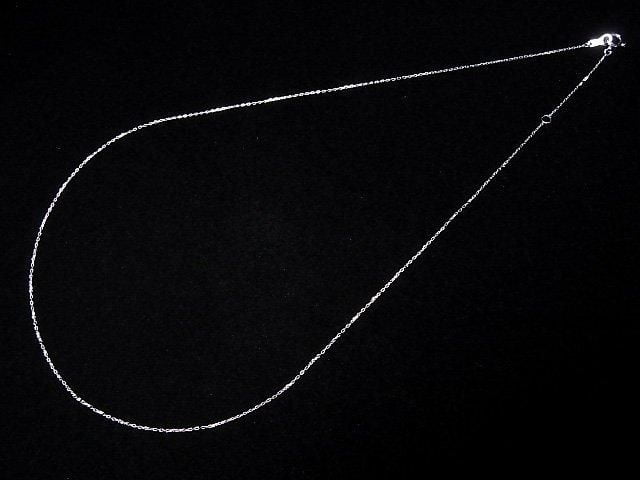 [Video] [K10 White Gold] Cut Cable Chain 0.7mm Necklace with 1 Bead (approx. 16 inches/40 cm)