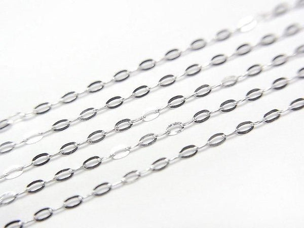 [Video][K10 White Gold] Flat Cable Chain 1mm Necklace 1pc beads (approx. 16 inches/40 cm)