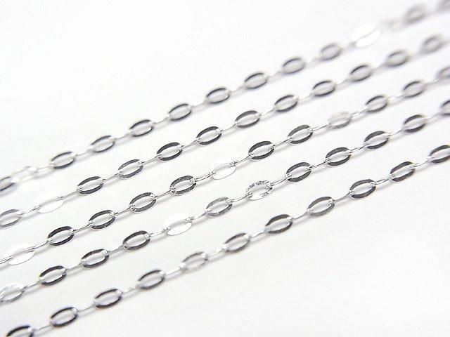 [Video][K10 White Gold] Flat Cable Chain 1mm Necklace 1pc beads (approx. 16 inches/40 cm)