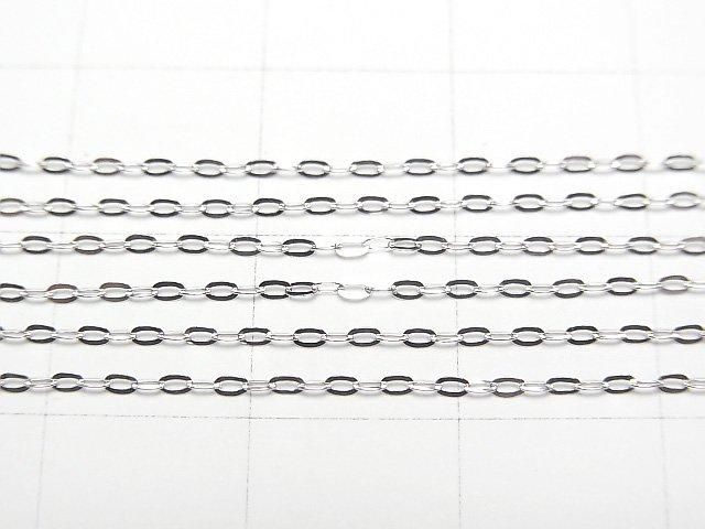 [Video][K10 White Gold] Flat Cable Chain 1mm Necklace 1pc beads (approx. 16 inches/40 cm)