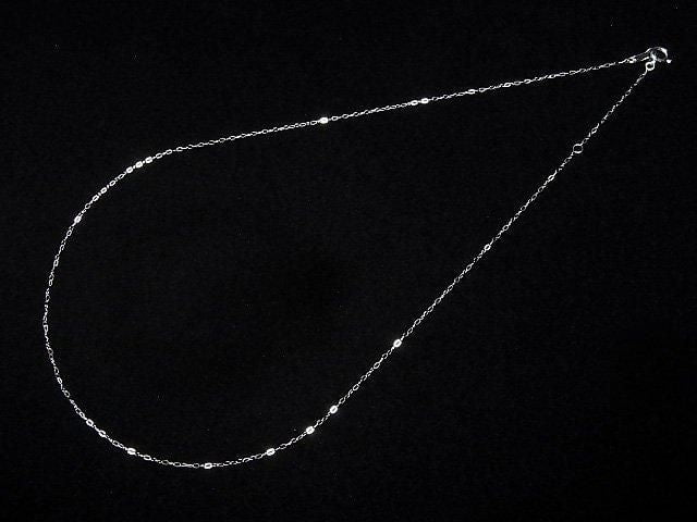 [Video][K10 White Gold] Flat Cable Chain 1mm Necklace 1pc beads (approx. 16 inches/40 cm)