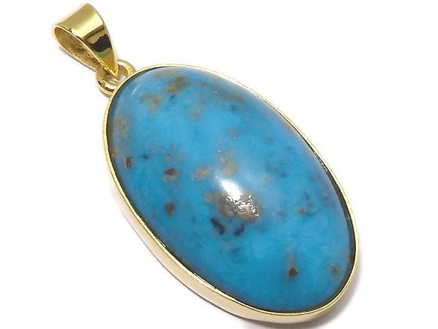 [Video][One of a kind] Persian Turquoise AA++ Pendant 18KGP NO.145