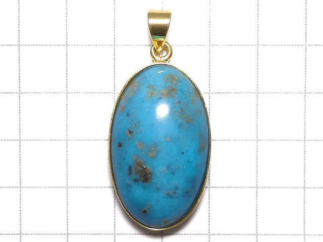 [Video][One of a kind] Persian Turquoise AA++ Pendant 18KGP NO.145