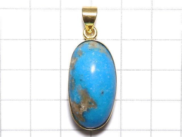 [Video][One of a kind] Persian Turquoise AA++ Pendant 18KGP NO.146