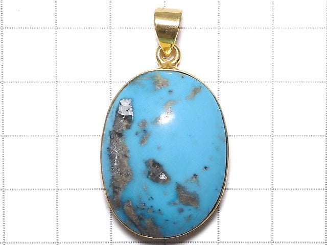 [Video][One of a kind] Persian Turquoise AA++ Pendant 18KGP NO.151