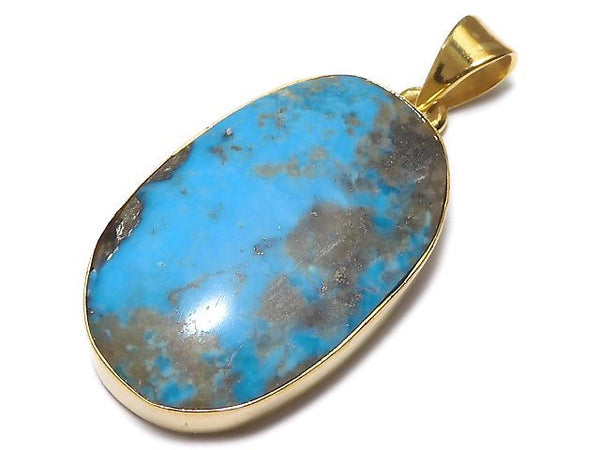 [Video][One of a kind] Persian Turquoise AA++ Pendant 18KGP NO.152