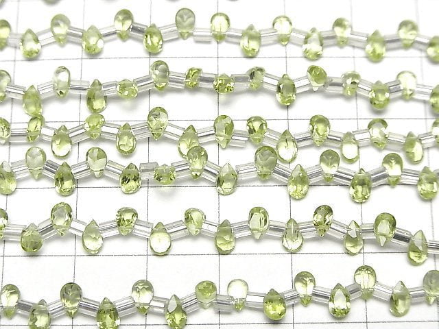 [Video]High Quality Peridot AAA Pear shape Faceted 5x3mm half or 1strand (38pcs )