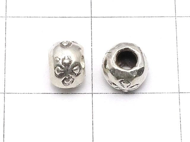Karen Silver Flower Pattern Rondelle 5.5x5.5x4.5mm 3pcs