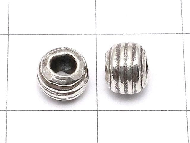 Karen Silver Line Carved Rondelle 6x6x4.5mm 2pcs