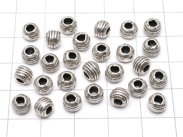 Karen Silver Line Carved Rondelle 6x6x4.5mm 2pcs
