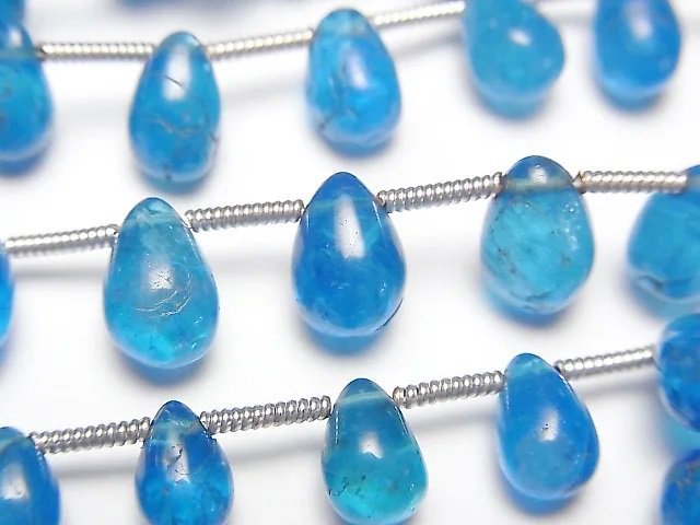 [Video] Neon Blue Apatite AA++ Drop (Smooth) 1strand beads (aprx.7inch/17cm)