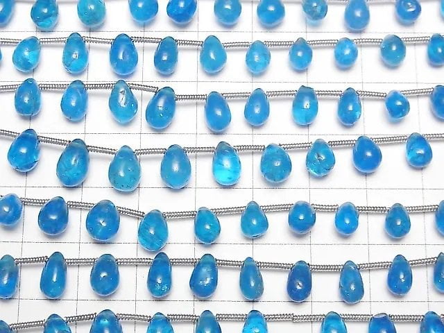 [Video] Neon Blue Apatite AA++ Drop (Smooth) 1strand beads (aprx.7inch/17cm)