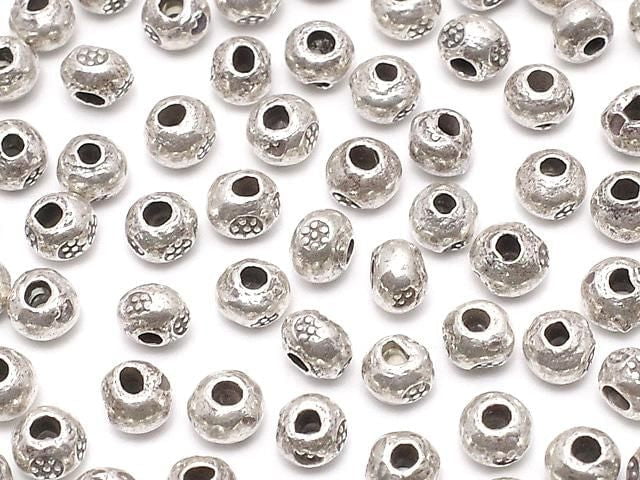 Karen Silver Flower Pattern Rondelle 3x3x2mm 10pcs