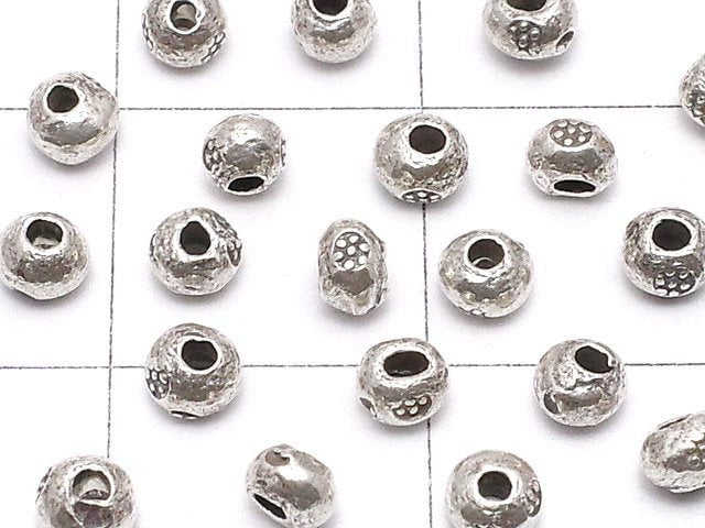 Karen Silver Flower Pattern Roundel 3x3x2mm 10pcs