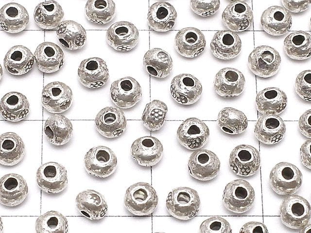 Karen Silver Flower Pattern Roundel 3x3x2mm 10pcs