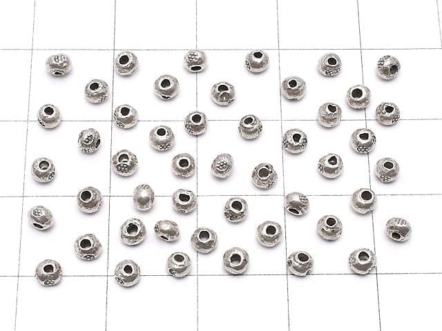 Karen Silver Flower Pattern Rondelle 3x3x2mm 10pcs