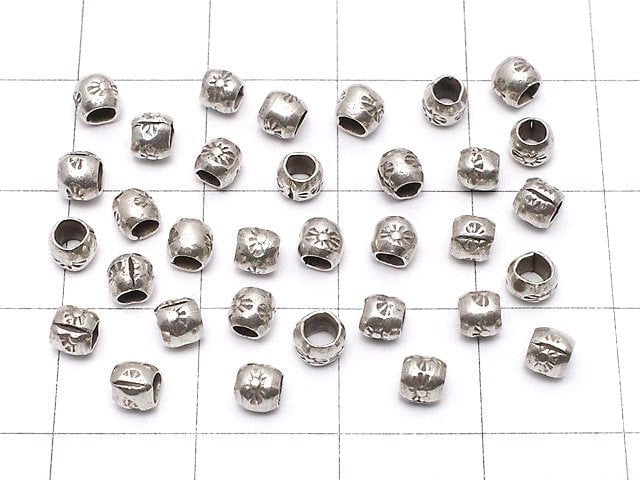 Karen Silver Patterned Roundel 3x3x3mm 5pcs