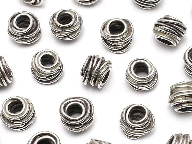 Karen Silver Rondelle 6x6x5mm Oxidized Finish 2pcs