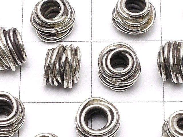 Karen Silver Roundel 6x6x5mm Oxidized Finish 2pcs