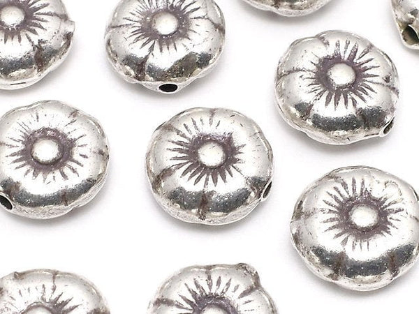 Karen Silver Flower Motif Beads 12x12x5mm 1pc