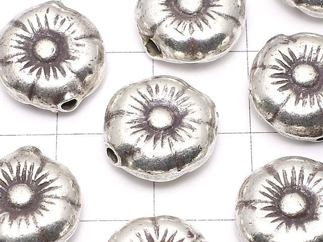 Karen Silver Flower Motif Beads 12x12x5mm 1pc