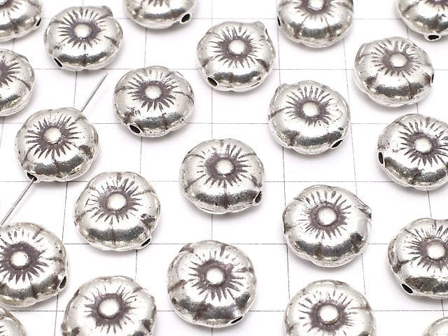 Karen Silver Flower Motif Beads 12x12x5mm 1pc