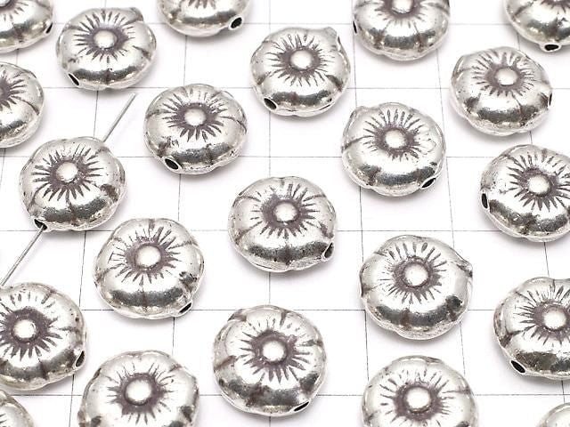Karen Silver Flower Motif Bead 12x12x5mm 1pc