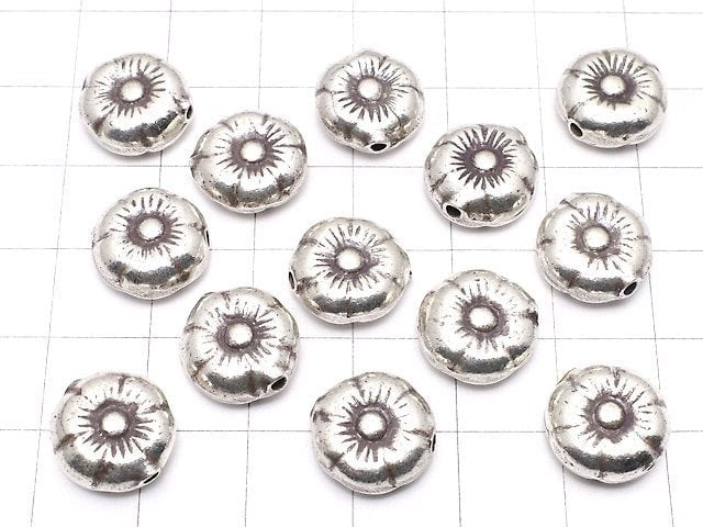 Karen Silver Flower Motif Beads 12x12x5mm 1pc