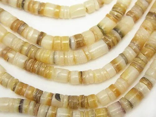 Gold-lip Shell (Silver-lip Oyster) Roundel (Heishi) 5mm 1strand beads (aprx.24inch/60cm)