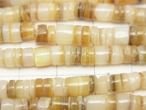 Gold-lip Shell (Silver-lip Oyster) Roundel (Heishi) 5mm 1strand beads (aprx.24inch/60cm)