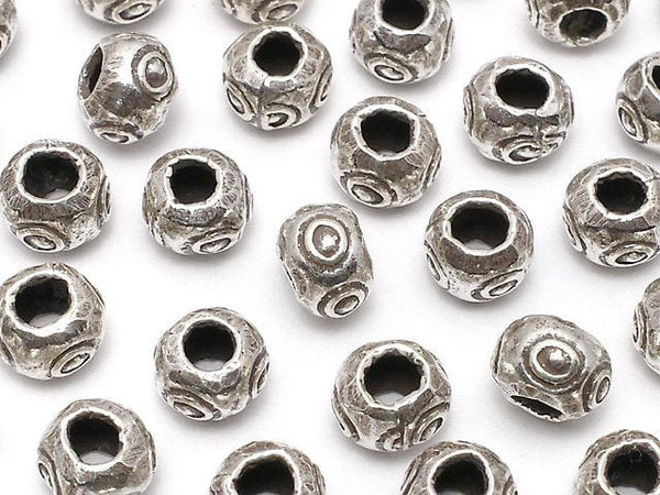 Karen Silver Patterned Roundel 6x6x4.5mm 3pcs