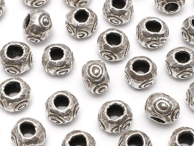 Karen Silver Patterned Roundel 6x6x4.5mm 3pcs