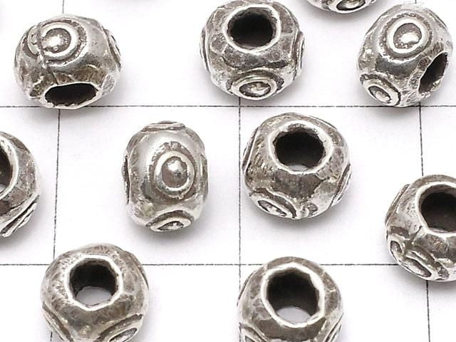 Karen Silver Patterned Rondelle 6x6x4.5mm 2pcs