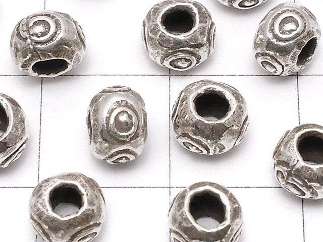 Karen Silver Patterned Roundel 6x6x4.5mm 3pcs