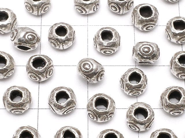 Karen Silver Patterned Roundel 6x6x4.5mm 3pcs