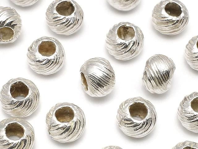 Karen Silver Patterned Rondelle 7.5x7.5x5.5mm 2pcs