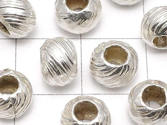 Karen Silver Patterned Rondelle 7.5x7.5x5.5mm 2pcs