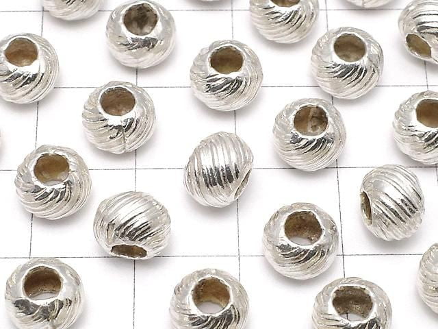Karen Silver Patterned Rondelle 7.5x7.5x5.5mm 2pcs
