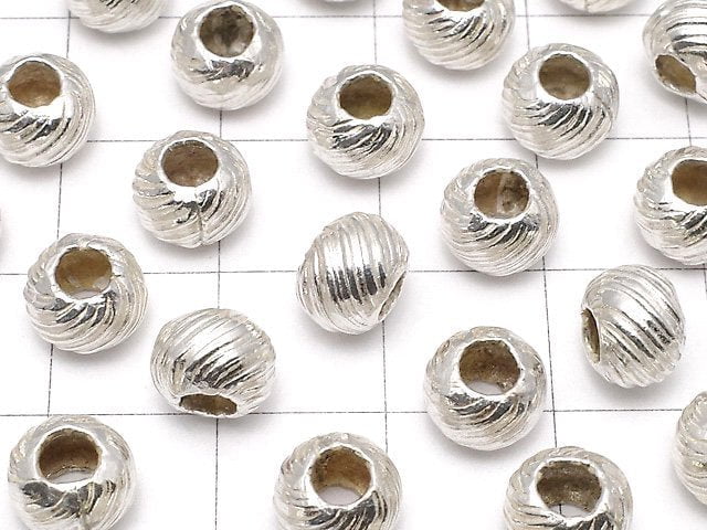 Karen Silver Patterned Roundel 7.5x7.5x5.5mm 2pcs