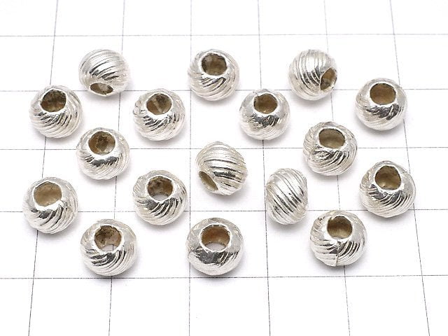 Karen Silver Patterned Roundel 7.5x7.5x5.5mm 2pcs