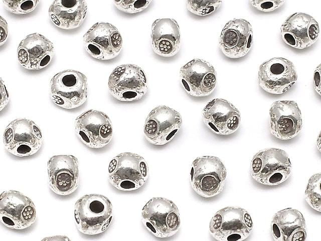 Karen Silver Flower Pattern Rondelle 4x4x3.5mm 3pcs