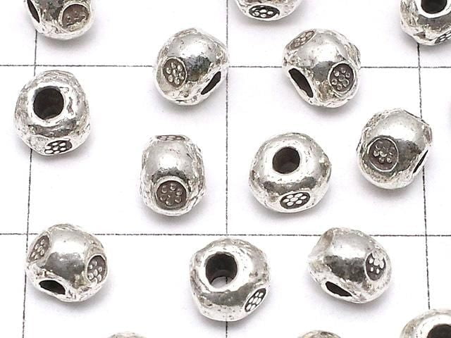 Karen Silver Flower Pattern Rondelle 4x4x3.5mm 3pcs