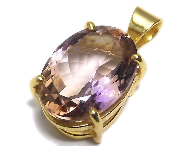 [Video][One of a kind] High Quality Ametrine AAA Faceted Pendant 18KGP NO.212