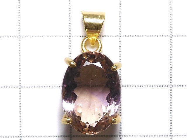 [Video][One of a kind] High Quality Ametrine AAA Faceted Pendant 18KGP NO.212